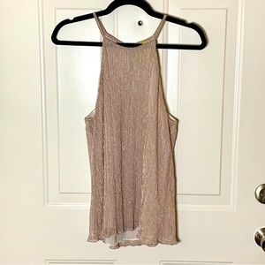 Anthropologie Maeve Women’s High Neck Tank Top Light Pink Shimmer Size Small
